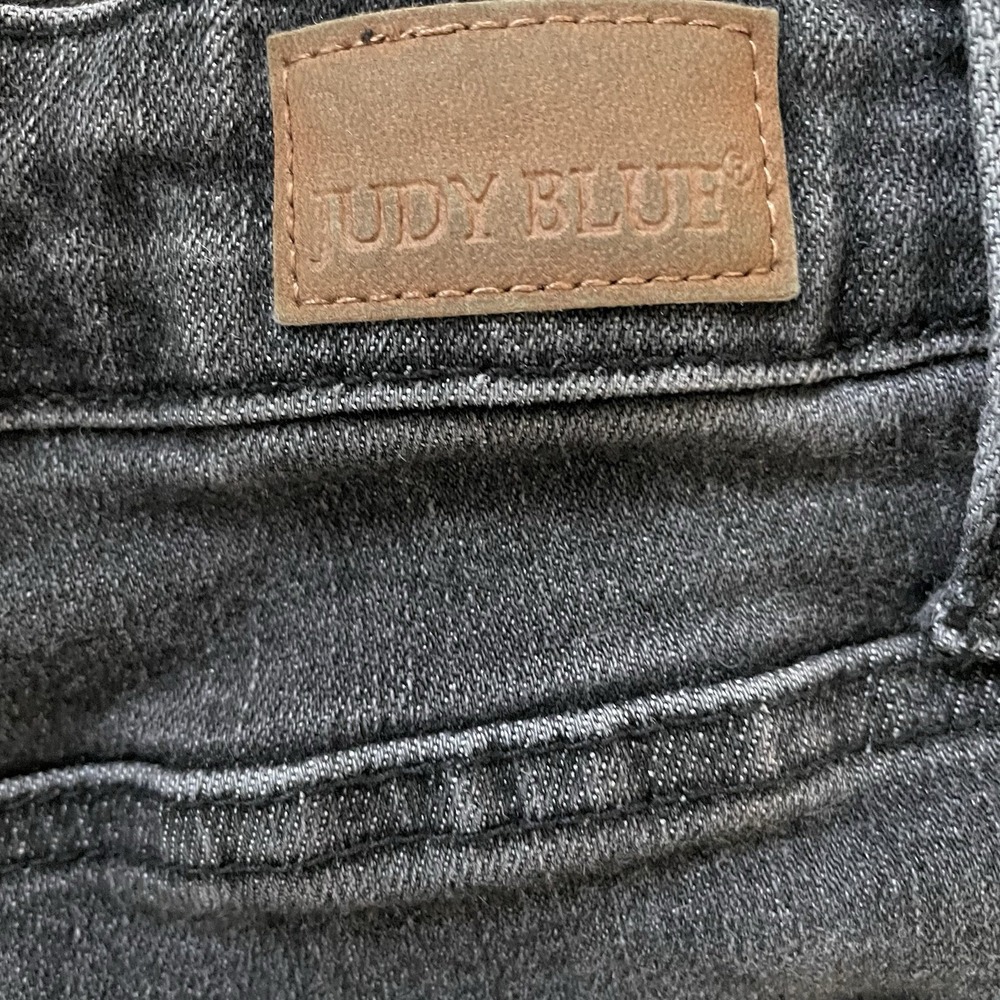 Judy Blue Black Wide Leg SZ 3/26 Trouser Jeans High Rise Button Fly Stretch Boho - Picture 5 of 11